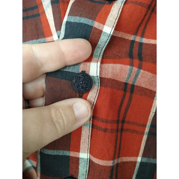 Ultra Pink Men's S Red Flannel Vintage Single Stitch S/S Button Pocket Shirt - Picture 4 of 12